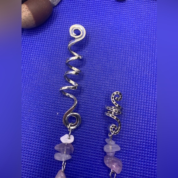 👚2/$15 Rose Quartz & Amethyst Hair Cuffs 4 Braids & Dreads! Unique Hair Jewelry! - Picture 4 of 8